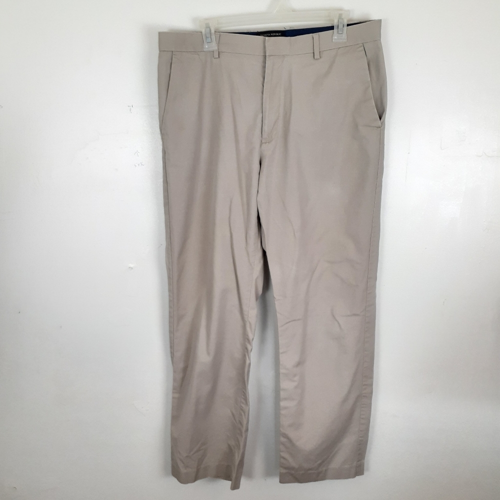Banana Republic Factory Non Iron Tailored Fit Pants 34X32 Beige Straight Leg